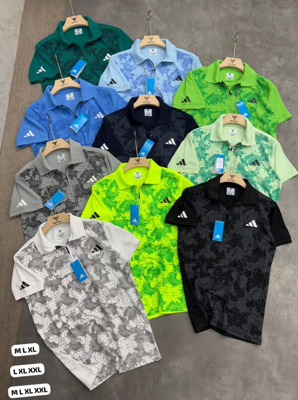 ADIDAS PRINTED ZIPPER POLO