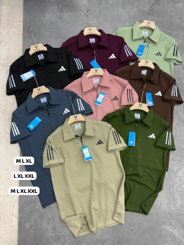 ADIDAS THREE STRIPES ZIPPER POLO