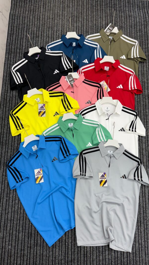 ADIDAS THREE STRIPES ZIPPER POLO