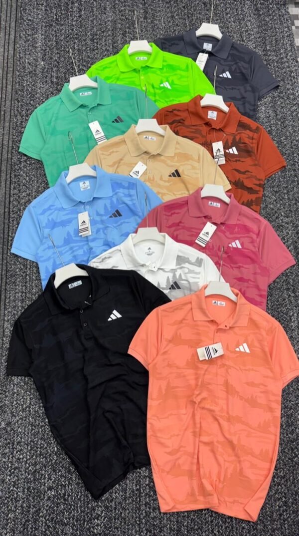 ADIDAS PREMEIUM MARS PIQUE CUFF AND COLLAR MINI MARS PIQUUE PRINTED POLO WITH SLEET
