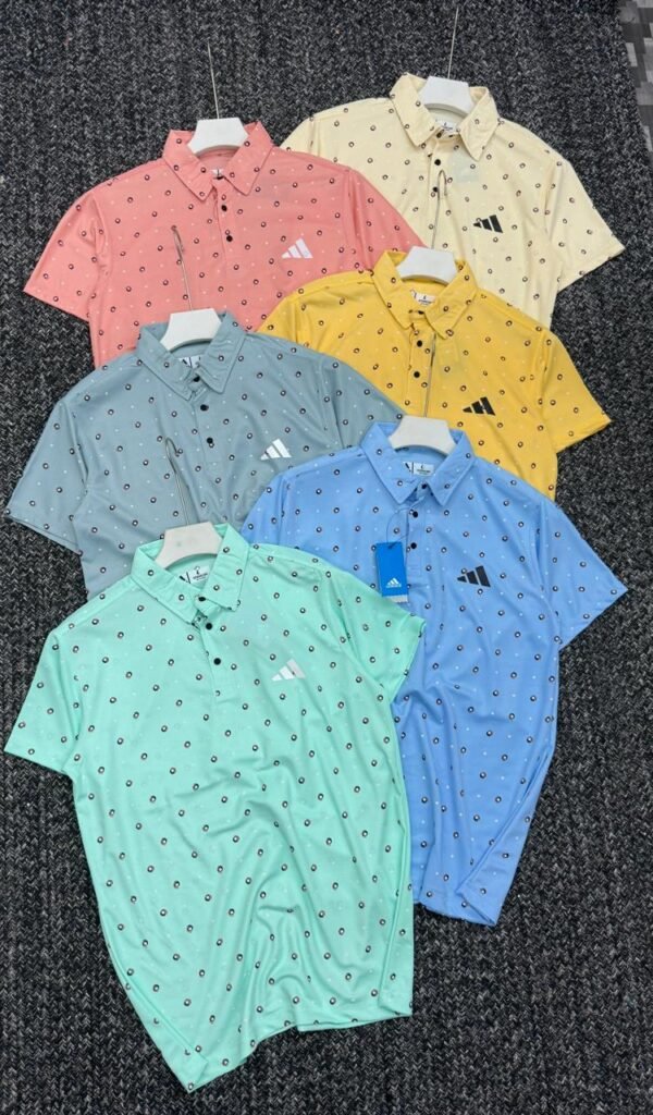 ADIDAS PREMEIUM MINI MARS PIQUE CUFF AND COLLAR PRINTED POLO WITH SLEET