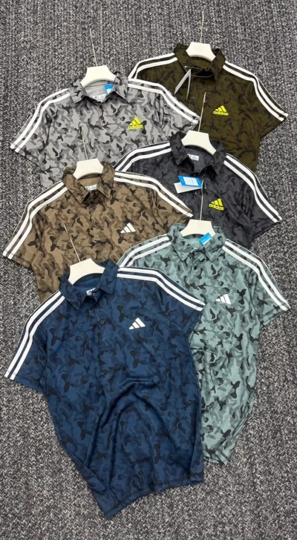 ADIDAS PREMEIUM EMBOSSED THREE STRIPES NET FOLDING JAQUARD POLO