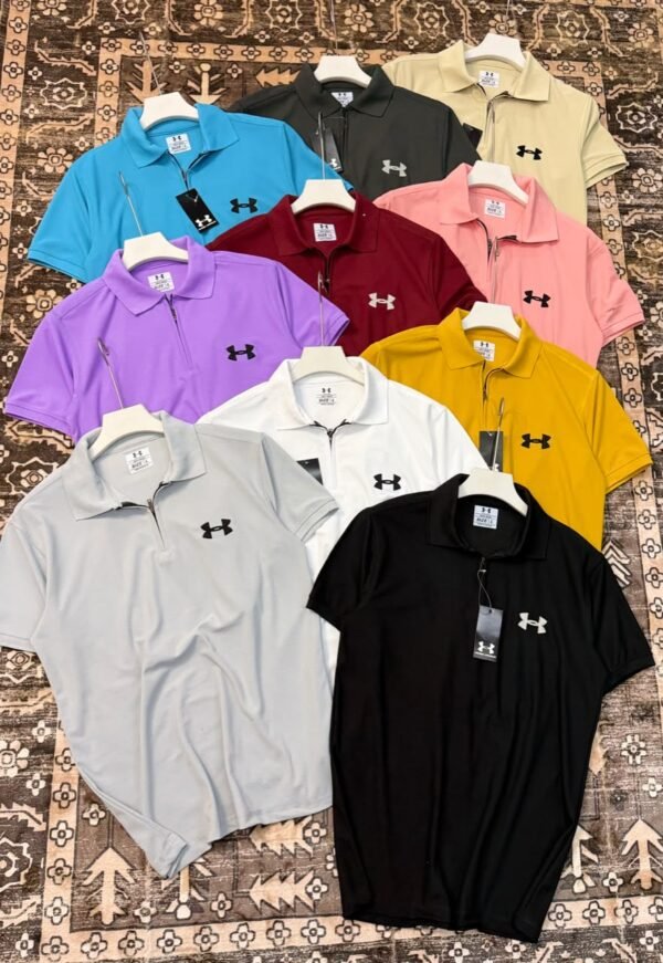 UNDER ARMOUR PREMEIUM MINI MARS PIQUE ZIPPER EMBROIDERY POLO WITH SLEET