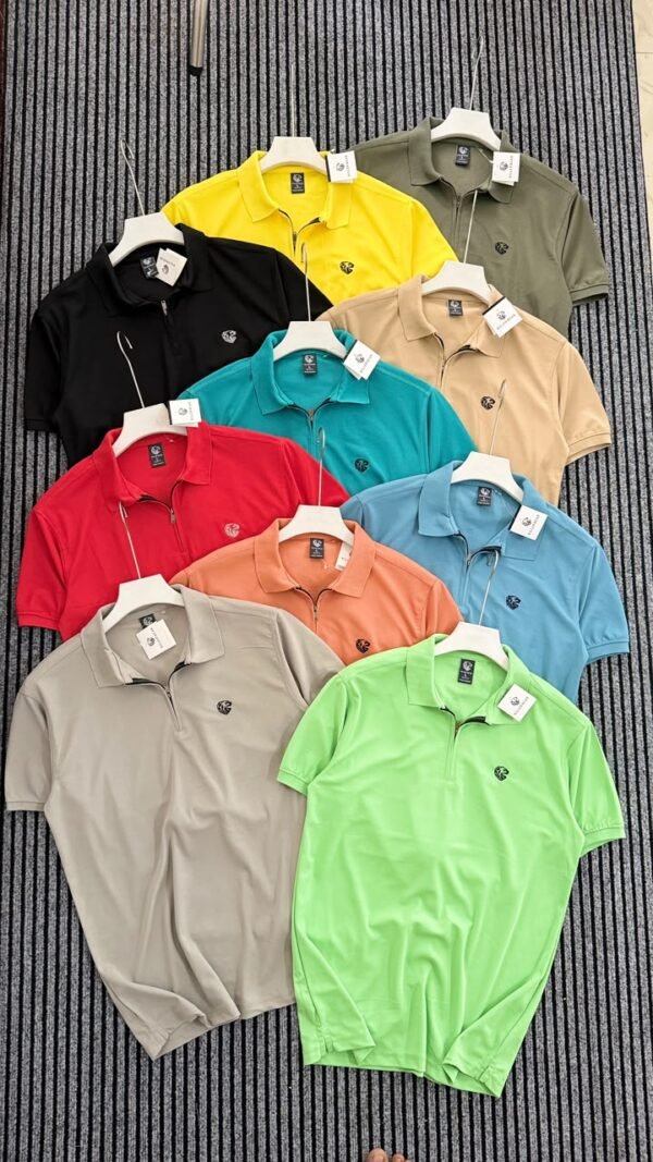 KILLER BEAR PREMEIUM MARS PIQUE CUFF AND COLLAR ZIPPER POLO WITH EMBROIDERY LOGO POLO